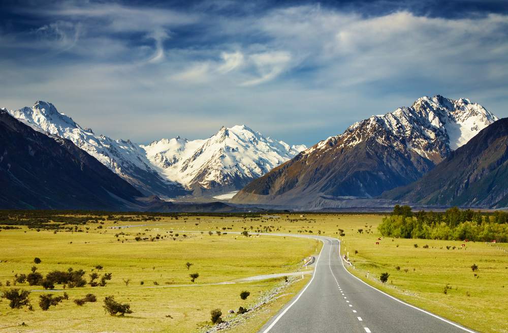 View from a road of Southern Apls in New Zealand 