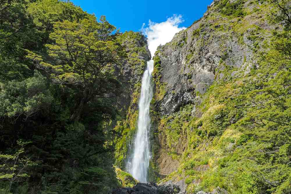 Devils Punchbowl Waterfall in South Island