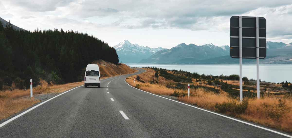 Campervan on a road trip through NZ's South Island